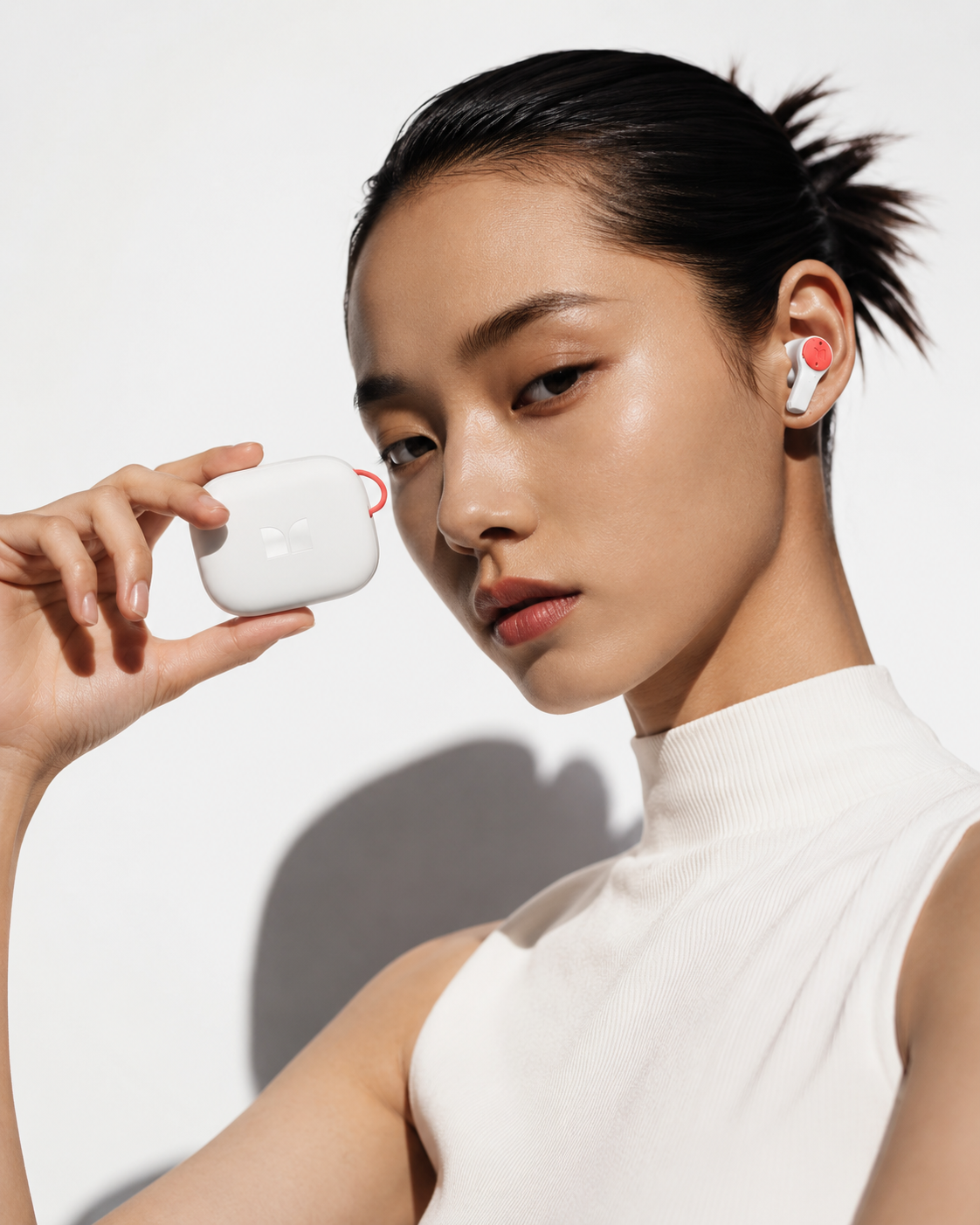 Monster Buds AI earbud worn in-ear, Layr and Monster case study