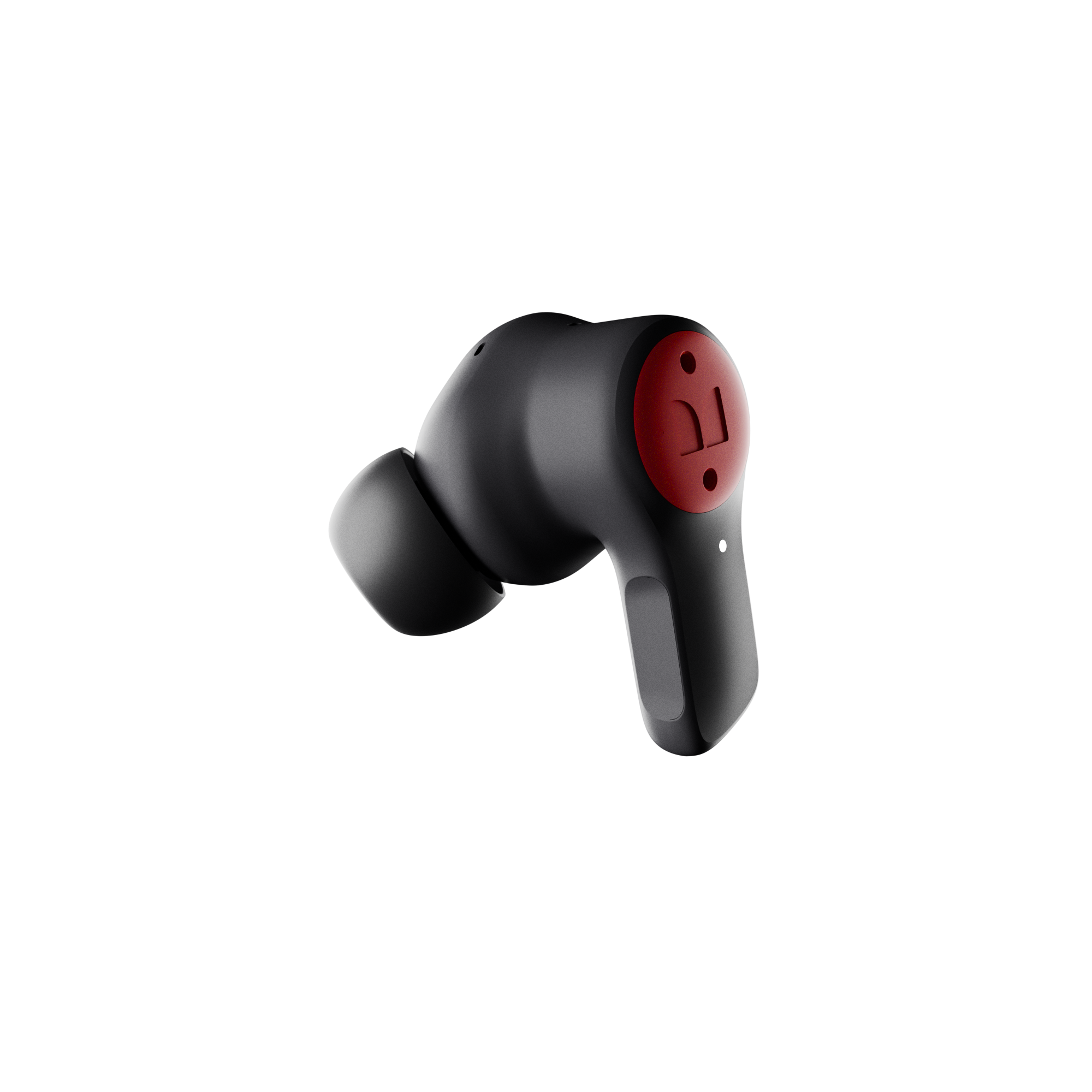 LM-01 In-Ear Computer, Stealth / Red AI earbud render