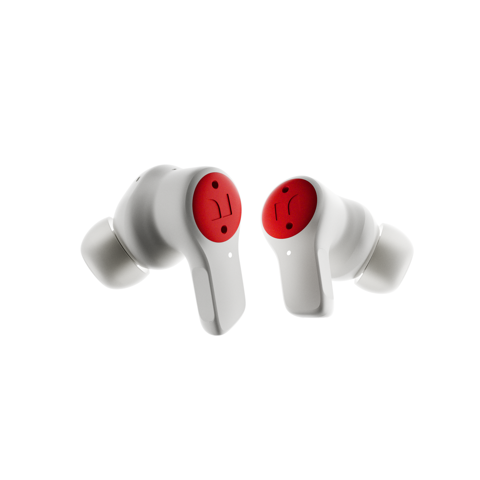 LM-01 In-Ear Computer colorway — Frost / Red AI earbud